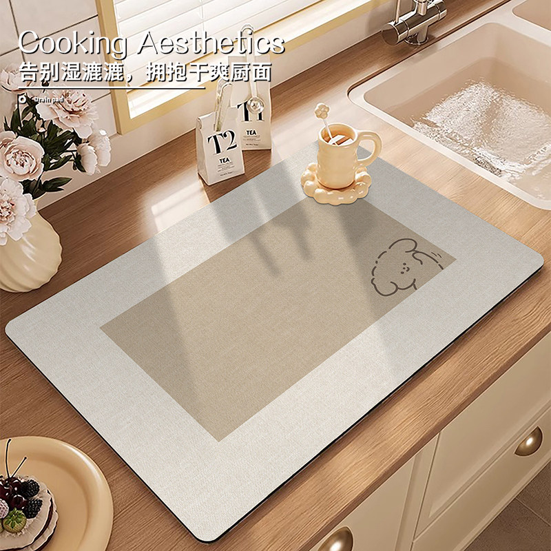 厨房沥水垫餐具碗盘防水硅藻泥餐垫吧台面垫桌面茶杯咖啡机吸水垫