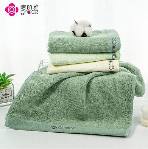 洁丽雅成人面巾竹纤维深绿耐脏