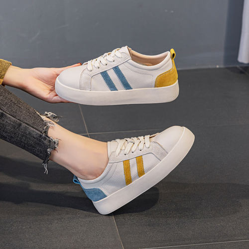 酷媄俪大码纯皮小白鞋女真皮