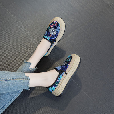 酷媄俪厚底亮片乐福鞋41-43