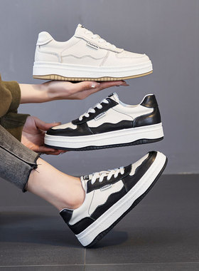 大码小白鞋女2025新款酷媄俪真皮女鞋41一43显脚小休闲白色板鞋40