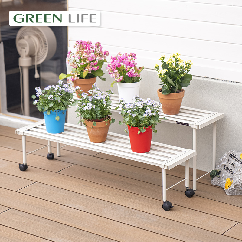 阳台铝合金花架带刹车滑轮落地式