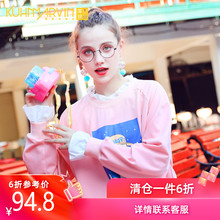 假两件连衣裙学生鱼尾裙子 新款 长袖 少女粉色卫衣裙女春秋2019秋季