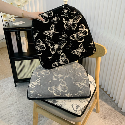 北欧风雪尼尔马蹄形坐垫可拆洗垫