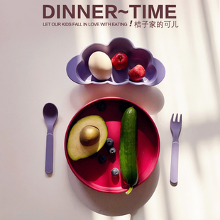 桔子可儿宝宝辅食儿童深圆盘云朵碗叉勺专用耐热餐具套装餐厅发票