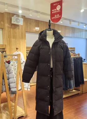 MLC美丽穿黑色长款羽绒服女连帽保暖外套冬季新款2025冬季