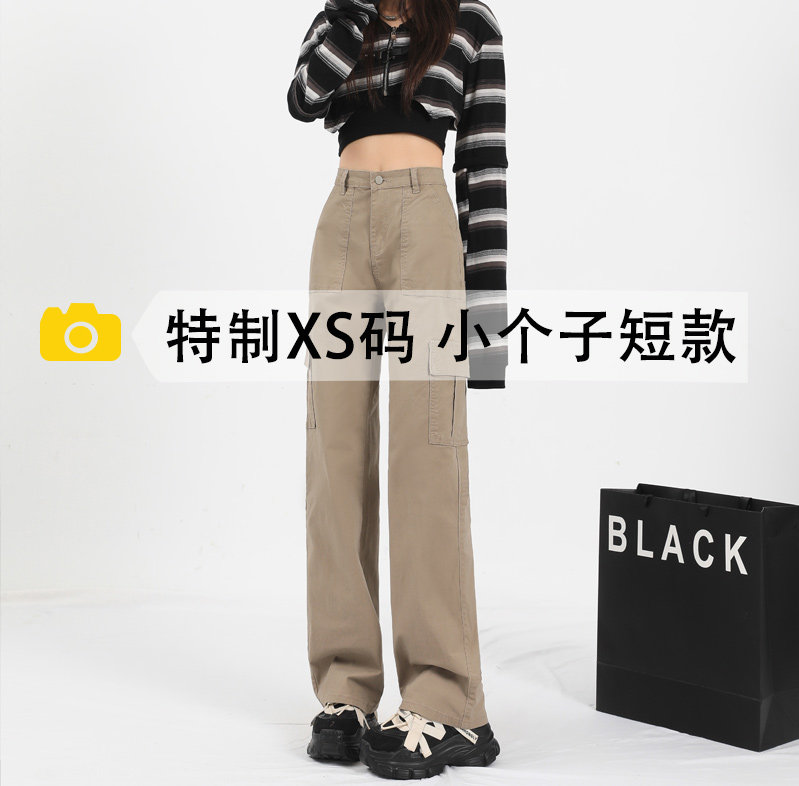 145八分直筒工装牛仔裤女小个子九分150宽松显瘦美式休闲阔腿裤子