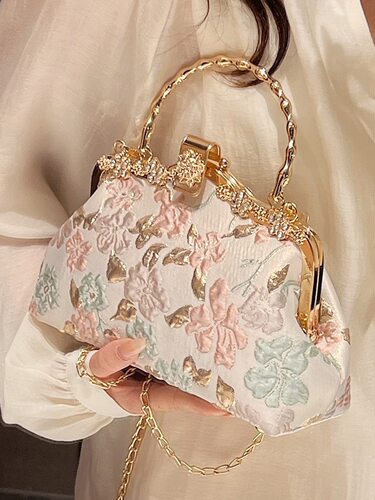 浮雕国风旗袍包包汉服气质口金包2025春新款女花朵单肩手提斜挎包