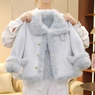 女童加绒外套秋冬季2025新款儿童皮毛一体上衣冬装女孩洋气毛毛衣