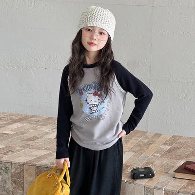 女童加厚德绒T恤修身卫衣