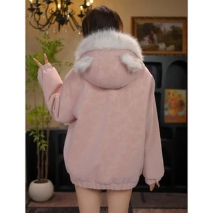 女童仿皮草外套冬装2025新款连帽加厚两面穿毛毛衣儿童加绒外套潮