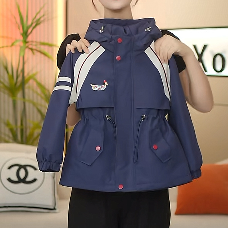 女童春秋款连帽冲锋衣