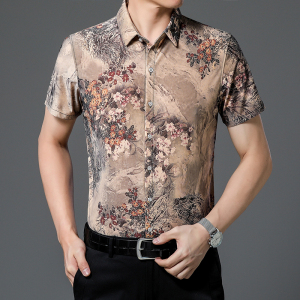 651 新款男士短袖衬衫商务休闲时尚花衬衫上衣P30图片
