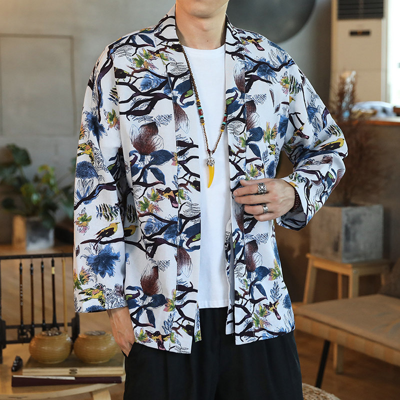 173风秋季新款男士外套复古开衫汉服P35模特图,男装衬衫,星座1615
