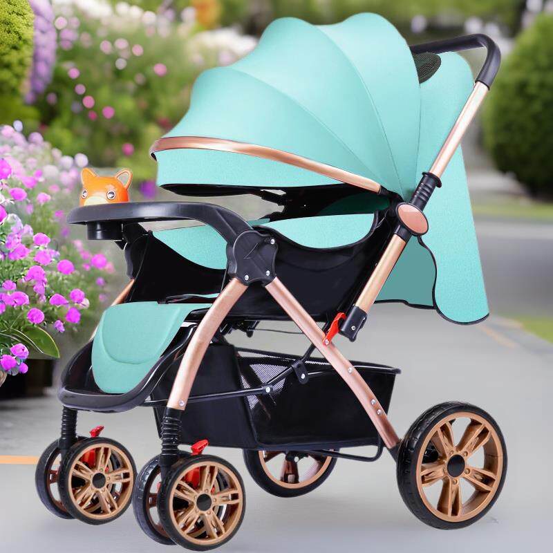 婴儿车可躺可坐手推车0-3岁轻便折叠宝宝双向推行四轮减震遛娃