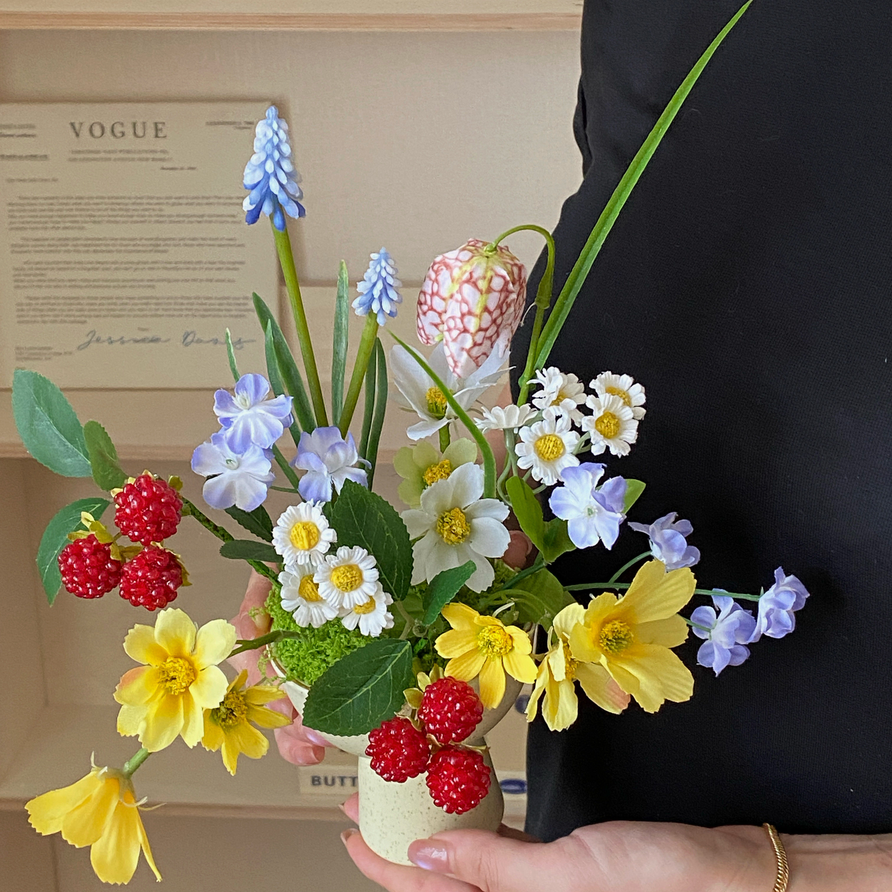 原创设计款田园风法式仿真盆栽组合花艺成品装饰高质感假花桌面