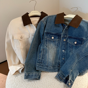 muzi 重工酵洗100%全棉超柔挺括撞色翻领牛仔外套 年度最爱