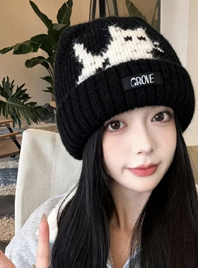 2026新款可爱猫耳针织帽子女生秋冬季保暖护耳显脸小灰色毛线冷帽