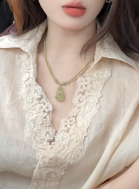 冰透绿葫芦双层串珠项链女