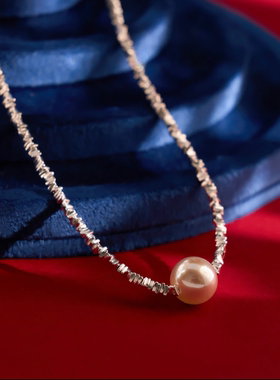 曼塔玫瑰紫珍珠碎银子项链女