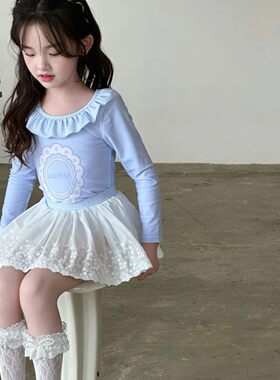 儿童泳衣女童分体裙式平角裤公主裙速干防晒A类速干游泳衣夏季H