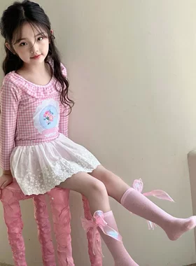 女童泳衣分体平角裙式保守公主风长袖防晒泳衣夏季新款儿童泳装