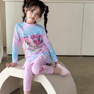 AILANFEILI儿童泳衣女童长袖长裤分体游泳速干防晒温泉小公主泳衣