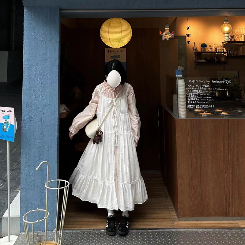 山本风暗黑系吊带连衣裙外搭罩衫