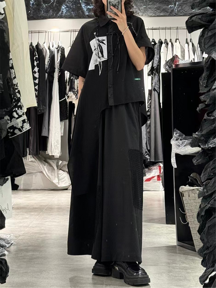 新中式山本风衬衫女不规则衬衣