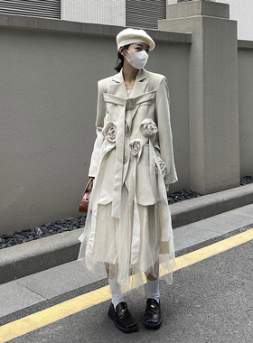 山本小众立体花朵设计感宽松西装外套女秋季cdg直角肩高级感西服