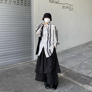 山本小众设计感不对称九分阔腿裤 裙男女 女2024春夏日系宽松武士裤