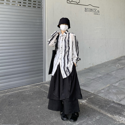 高腰山本风九分裤不规则