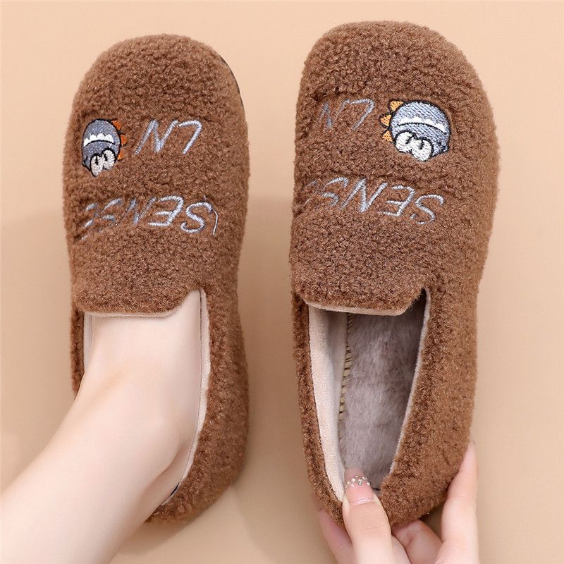 2025冬季新款外穿包头家居薄底时尚防滑保暖毛毛棉鞋轻便毛绒棉鞋