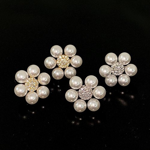 耳钉花朵珍珠小众女设计感耳环