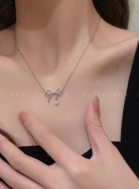蝴蝶结锁骨链女高级感小众项链