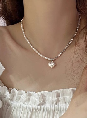 爱心项链珍珠碎银子女轻奢小众