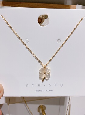 幸运草项链女锁骨链18k金玫瑰金彩金吊坠ins冷淡风简约小众设计感
