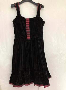 2025春秋新款女装背心吊带裙丝绒拼接无袖针织连衣裙80802