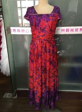 箩伦诗新款春夏沙滩裙专柜正品高贵典雅红色长连衣裙10756E