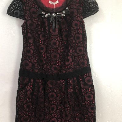 2025新款夏装蕾丝订珠连衣裙