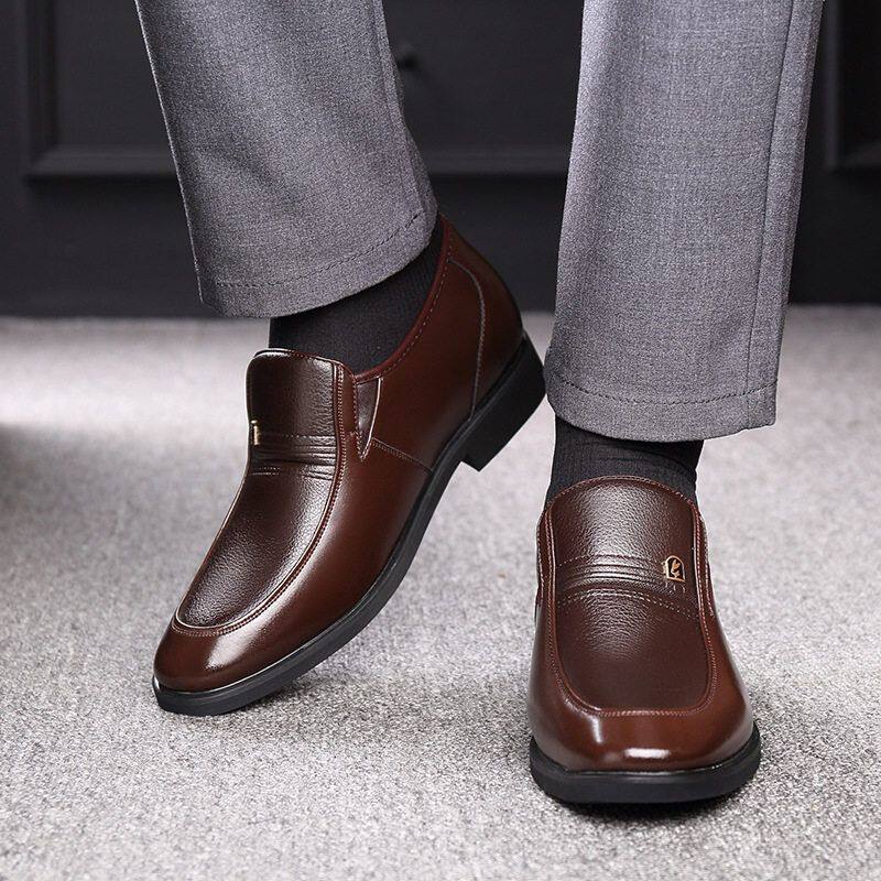 男鞋新款休闲透气英伦子6cm内增高漆皮棉鞋增高鞋隐形加绒秋冬内