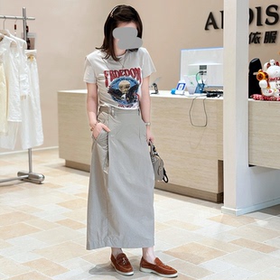 甜酷辣妹套装 小众高腰显瘦半身裙两件套潮 女字母印花短袖 T恤夏季