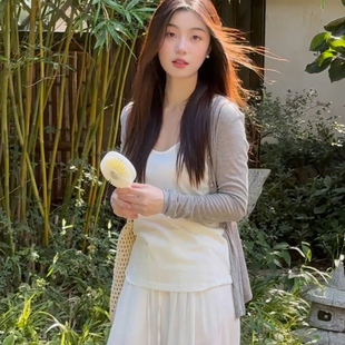 吊带背心阔腿裤 微胖mm慵懒风开衫 防晒套装 女夏季 三件套 外套薄款