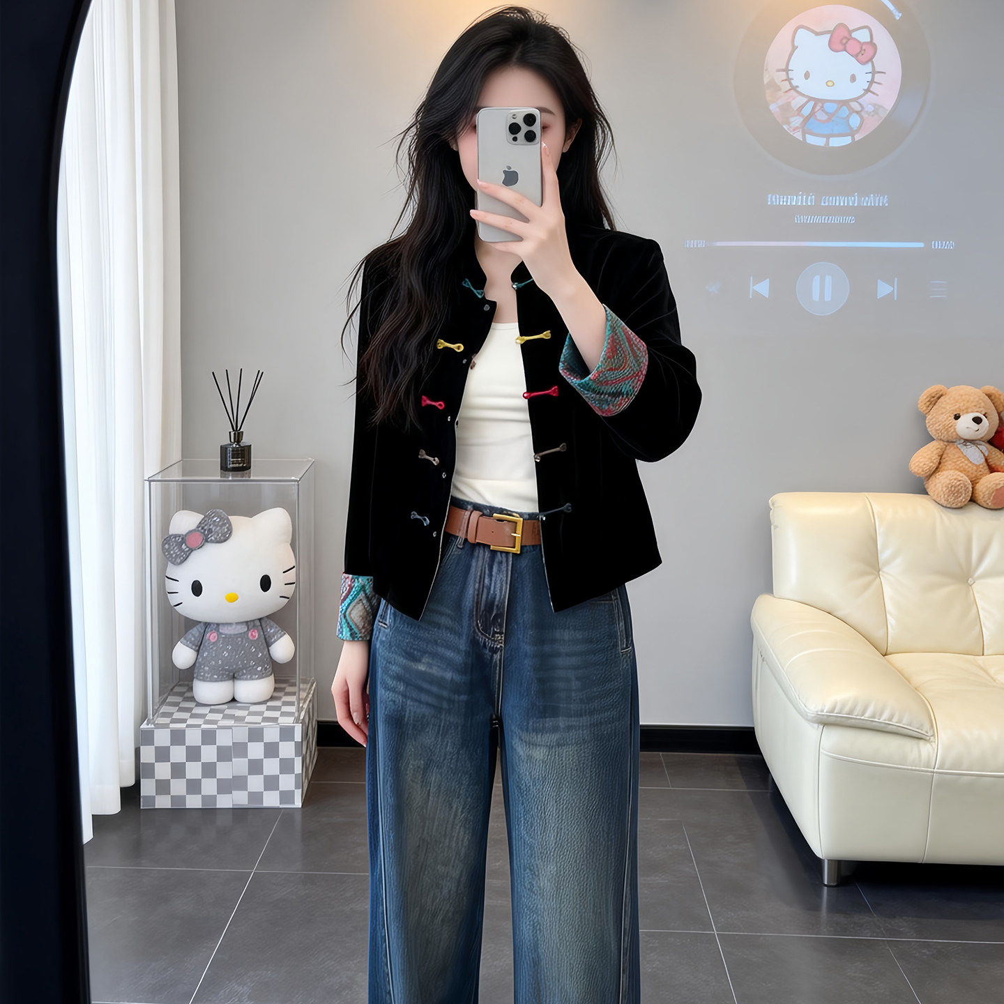 新中式双面穿短外套春秋新款长袖时尚复古百搭高级重工国风开衫女