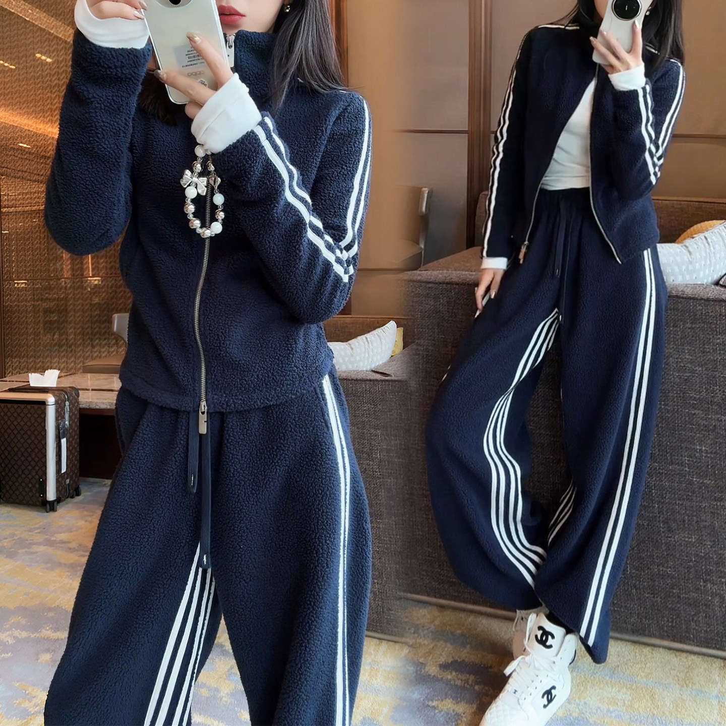 超火运动休闲卫衣阔腿裤两件套女