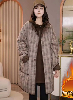 黑色两面穿棉服外套女秋冬季2026新款加厚保暖时尚洋气中长款棉衣