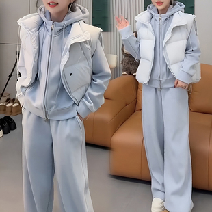 秋冬款套装棉服马甲女2026新款今年流行的洋气时髦卫衣卫裤三件套