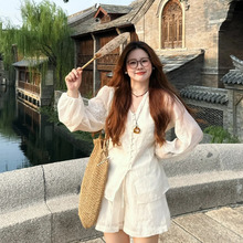大码女装微胖mm新中式巨显瘦套装高端2025夏日一整套穿搭两件套