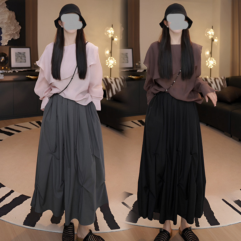 2026超火春秋搭配一整套高级感超好看休闲风粉色衬衫半身裙套装女