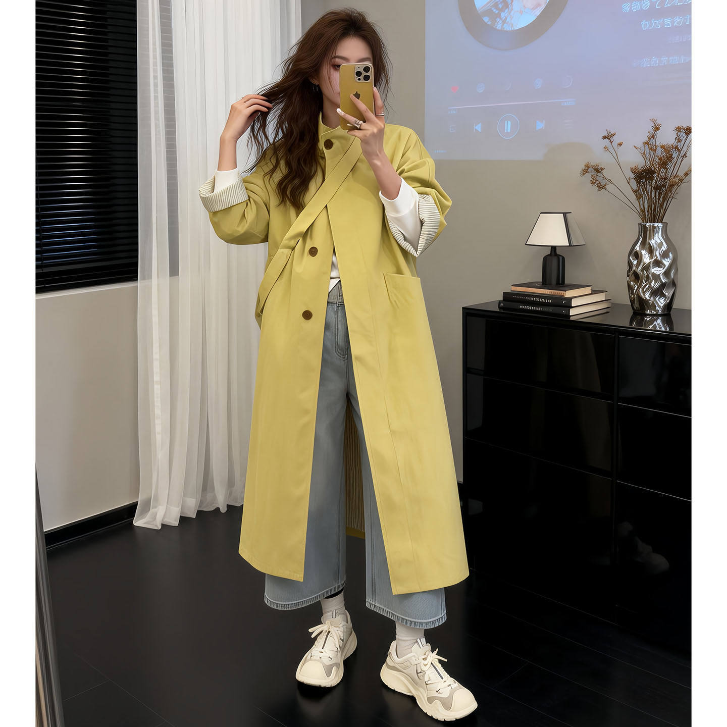 韩系风衣外套女款2026新款春秋欧货高级感超好看小个子大衣中长款